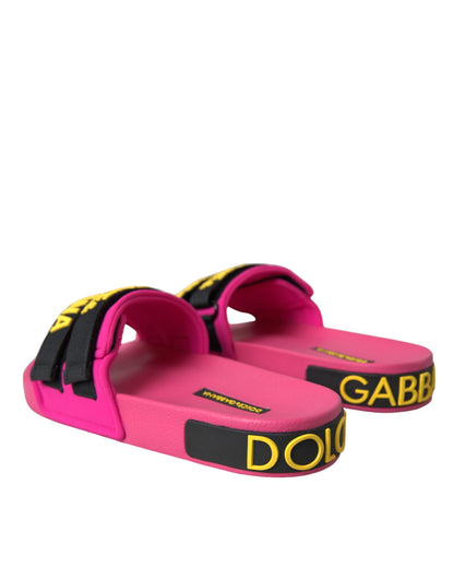 Chanclas de playa Dolce & Gabbana negras y rosas con logo