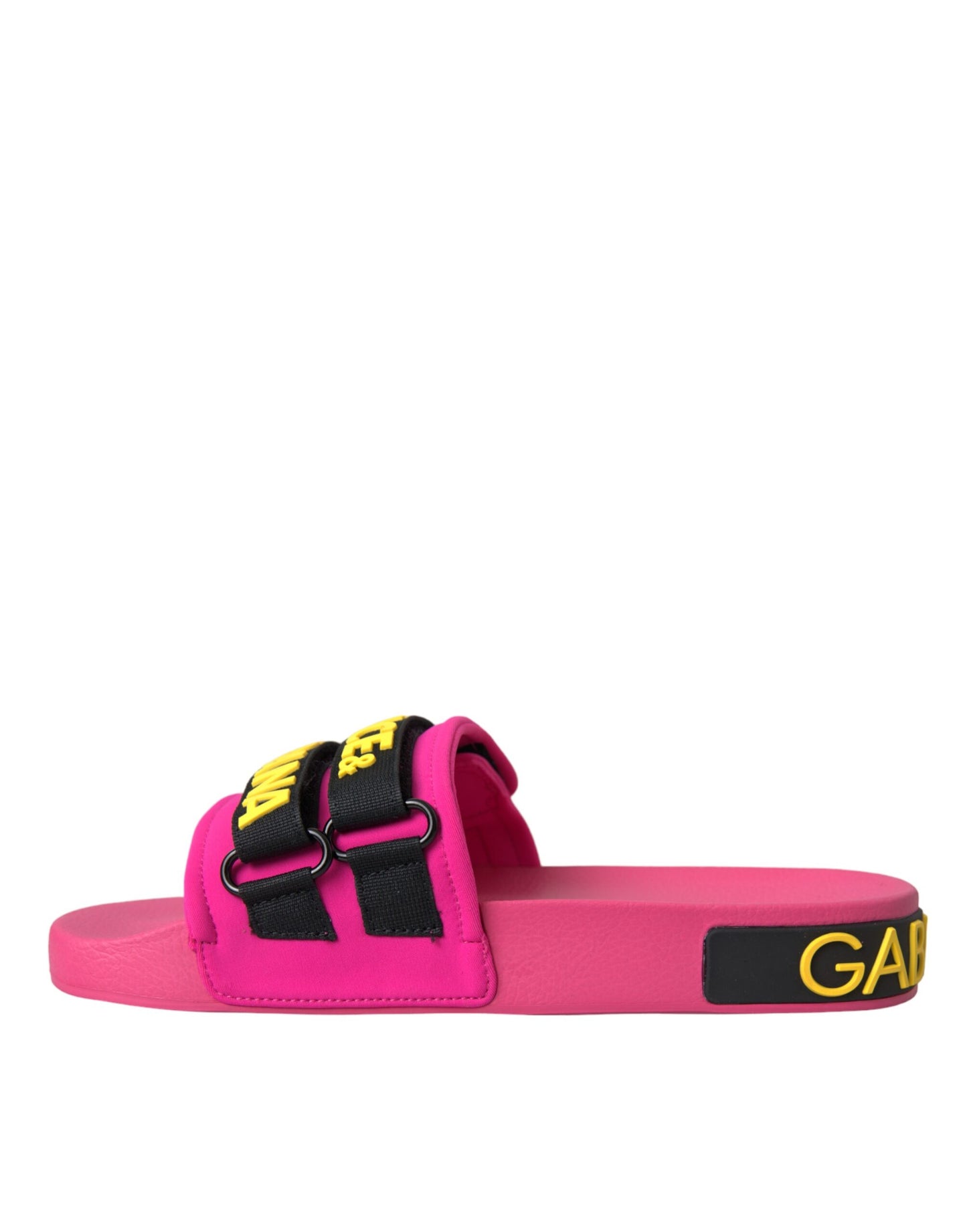 Chanclas de playa Dolce & Gabbana negras y rosas con logo