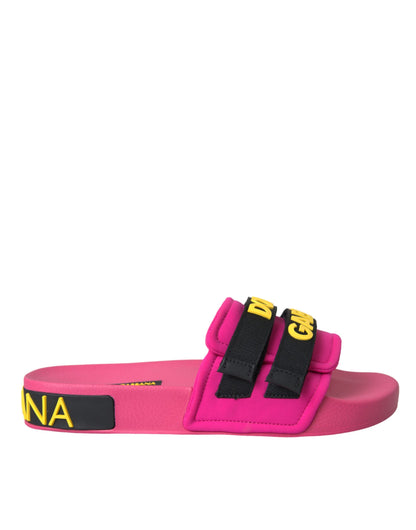 Chanclas de playa Dolce & Gabbana negras y rosas con logo