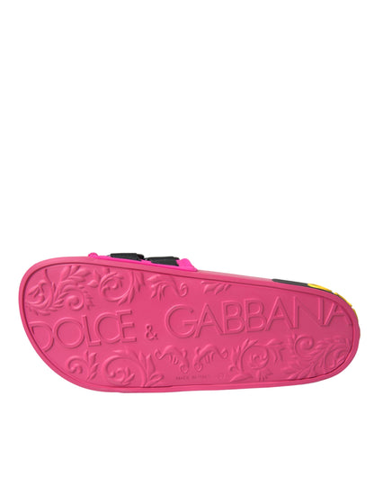 Chanclas de playa Dolce & Gabbana negras y rosas con logo
