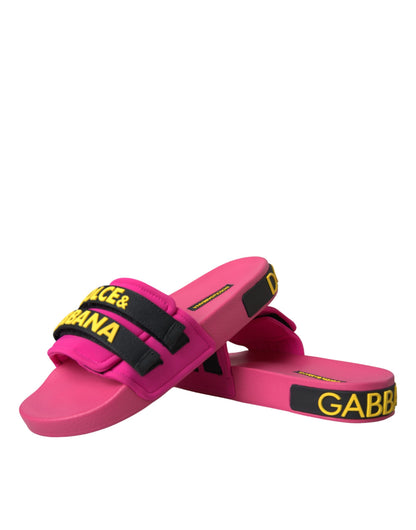 Chanclas de playa Dolce & Gabbana negras y rosas con logo