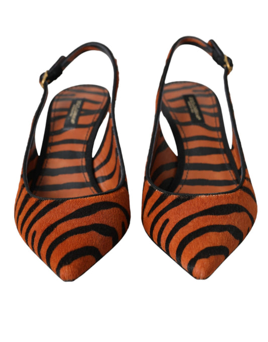 Zapatos de salón Dolce & Gabbana de cuero negro y naranja con estampado de cebra