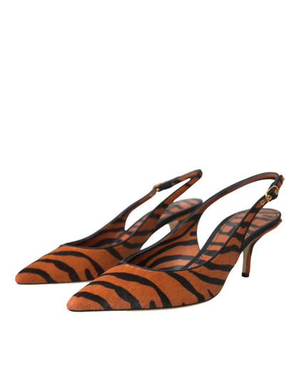 Zapatos de salón Dolce & Gabbana de cuero negro y naranja con estampado de cebra