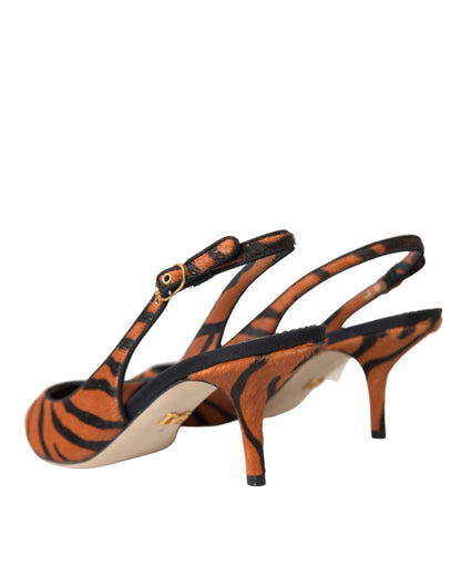 Zapatos de salón Dolce & Gabbana de cuero negro y naranja con estampado de cebra