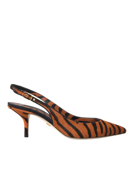 Zapatos de salón Dolce & Gabbana de cuero negro y naranja con estampado de cebra
