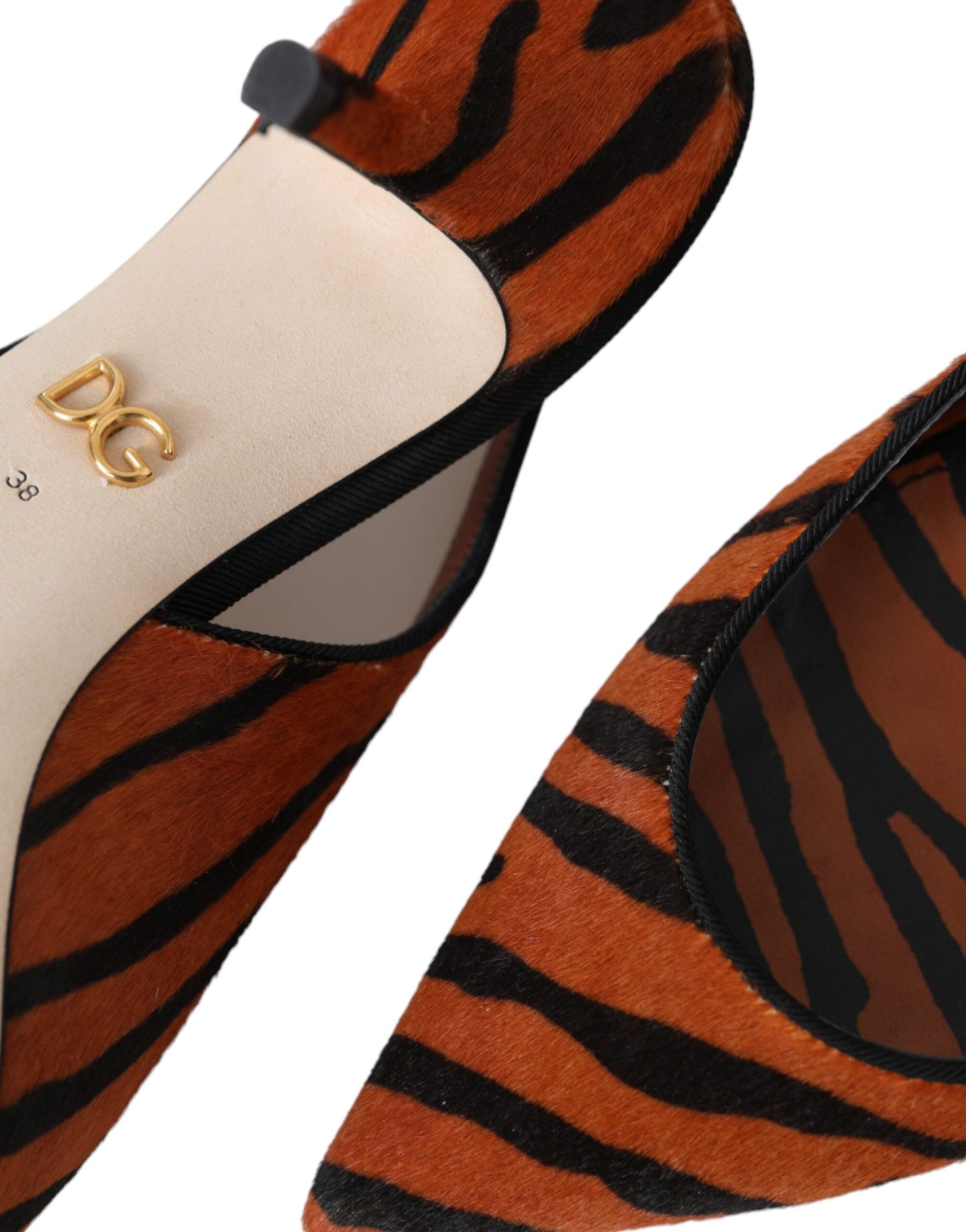 Zapatos de salón Dolce & Gabbana de cuero negro y naranja con estampado de cebra