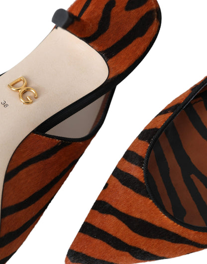 Zapatos de salón Dolce & Gabbana de cuero negro y naranja con estampado de cebra