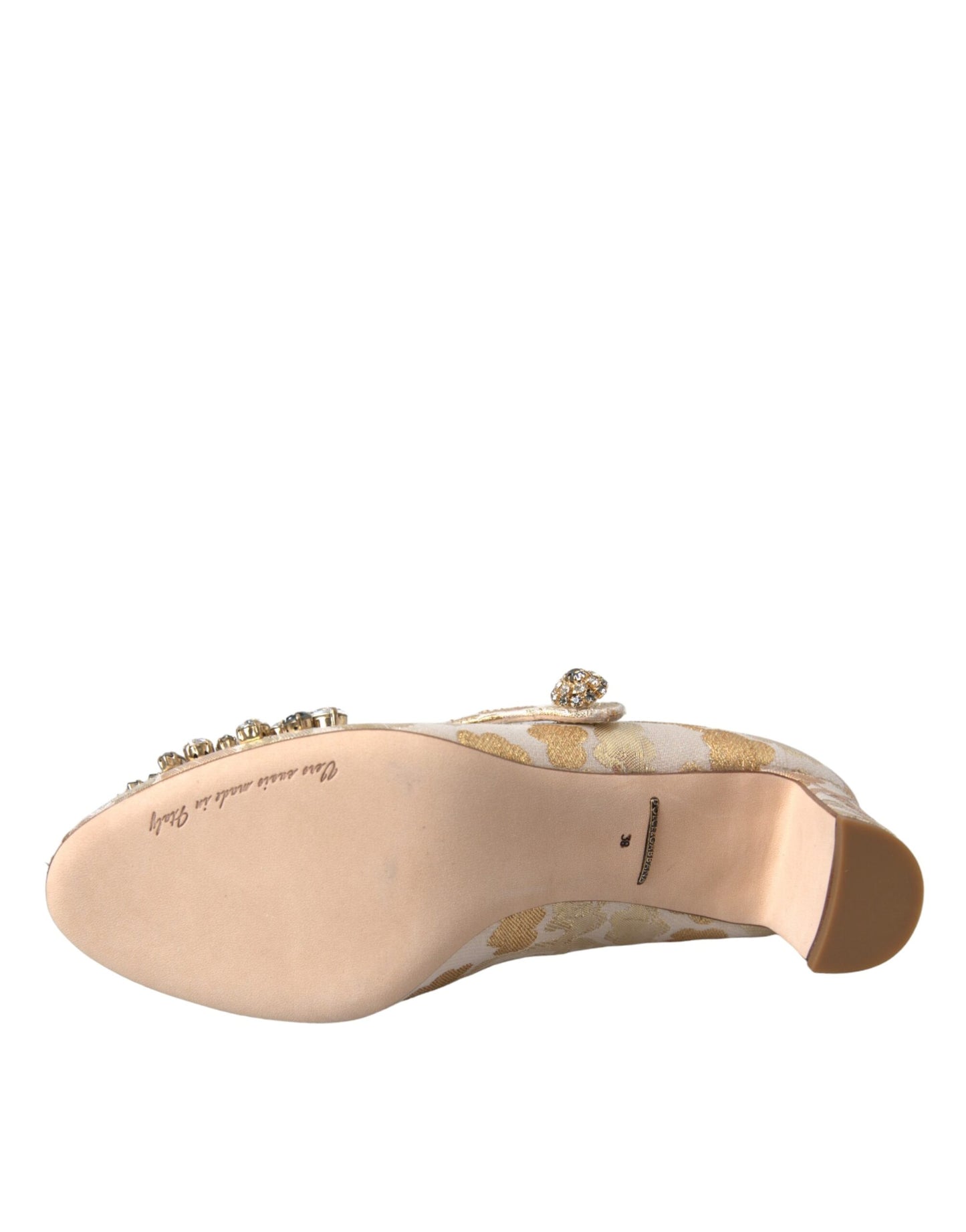Zapatos de salón Mary Jane de jacquard dorado con cristales Dolce & Gabbana