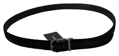 Cinturón para hombre Dolce & Gabbana de terciopelo negro con hebilla de metal tono plateado