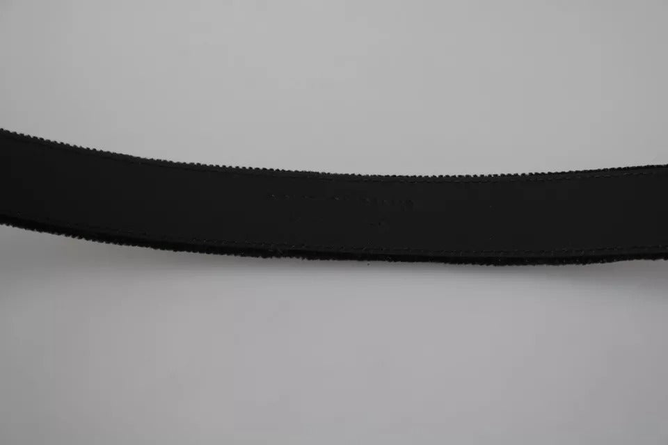 Cinturón para hombre Dolce & Gabbana de terciopelo negro con hebilla de metal tono plateado