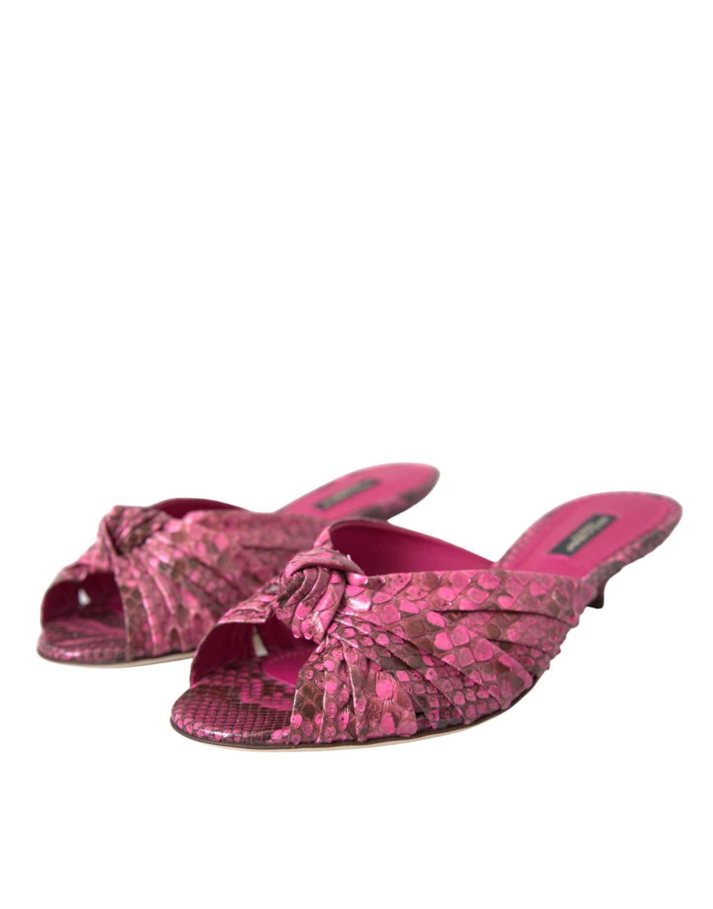 Zapatos destalonados Dolce & Gabbana de tacón bajo en piel exótica rosa