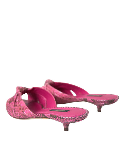 Zapatos destalonados Dolce & Gabbana de tacón bajo en piel exótica rosa