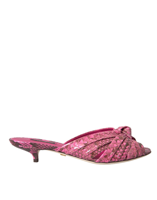 Zapatos destalonados Dolce & Gabbana de tacón bajo en piel exótica rosa