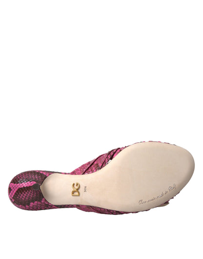 Zapatos destalonados Dolce & Gabbana de tacón bajo en piel exótica rosa