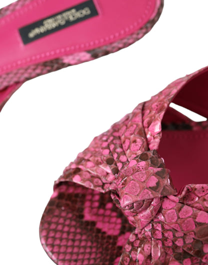Zapatos destalonados Dolce & Gabbana de tacón bajo en piel exótica rosa