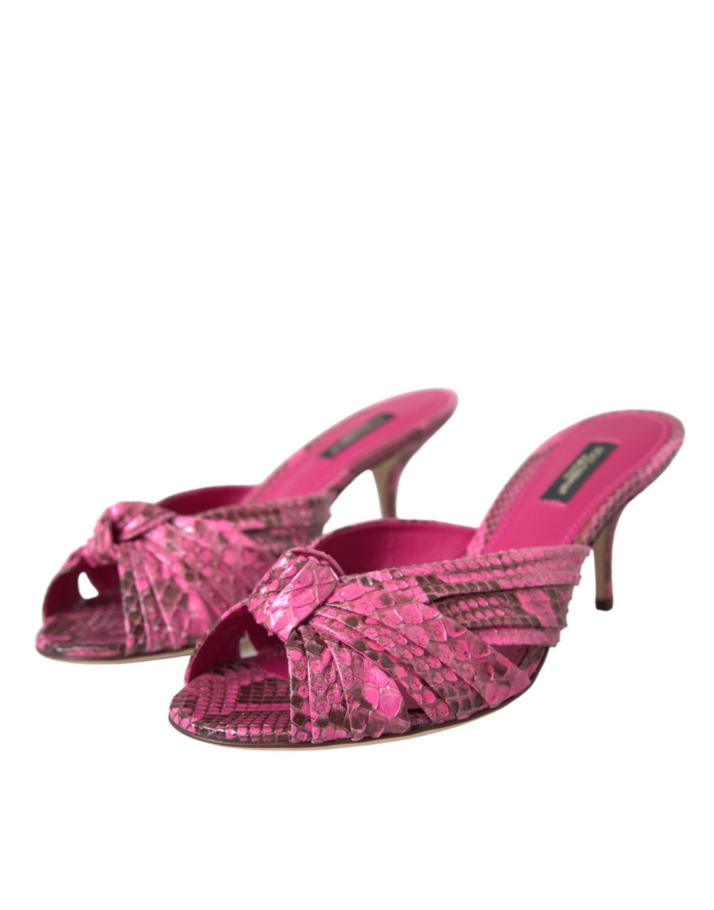 Zapatos destalonados Dolce & Gabbana de tacón bajo en piel exótica rosa