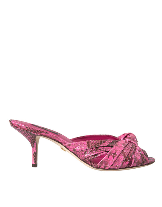 Zapatos destalonados Dolce & Gabbana de tacón bajo en piel exótica rosa