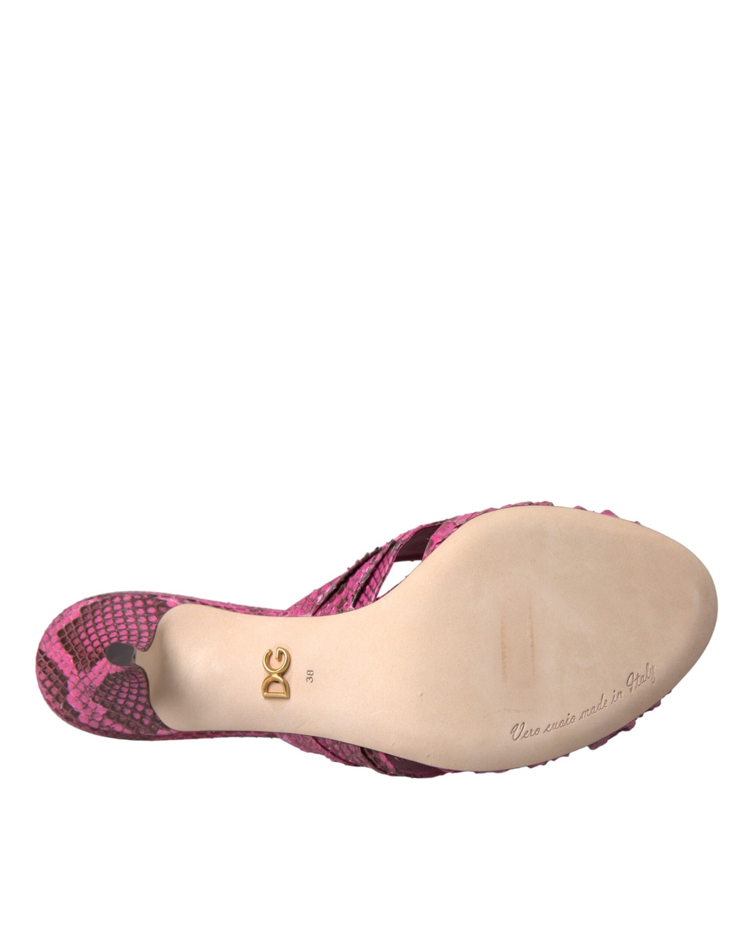 Zapatos destalonados Dolce & Gabbana de tacón bajo en piel exótica rosa