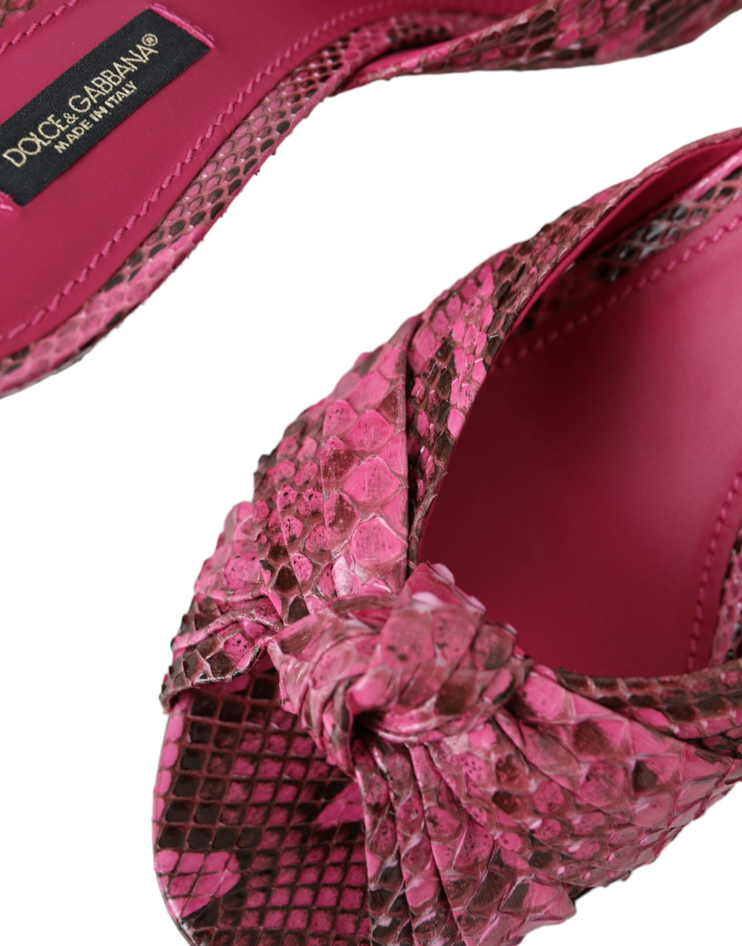 Zapatos destalonados Dolce & Gabbana de tacón bajo en piel exótica rosa