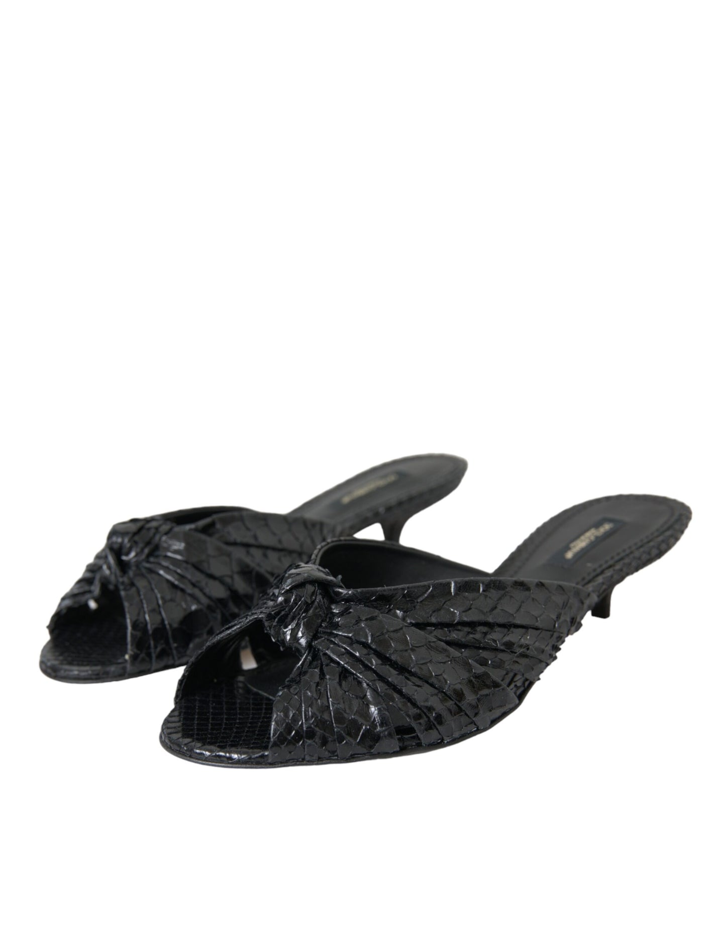 Chanclas Dolce & Gabbana de piel exótica negra con tacón