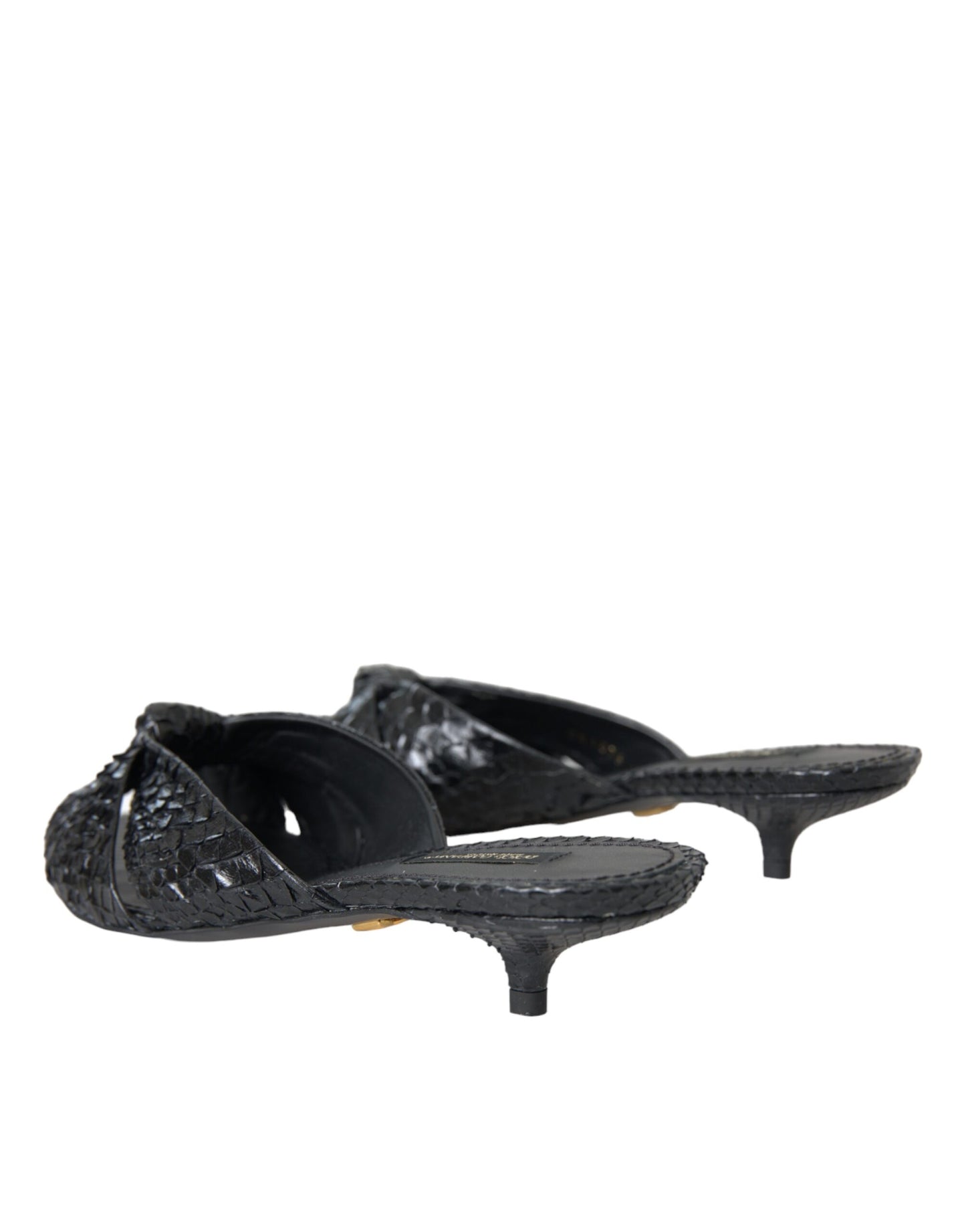 Chanclas Dolce & Gabbana de piel exótica negra con tacón