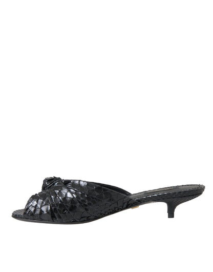 Chanclas Dolce & Gabbana de piel exótica negra con tacón