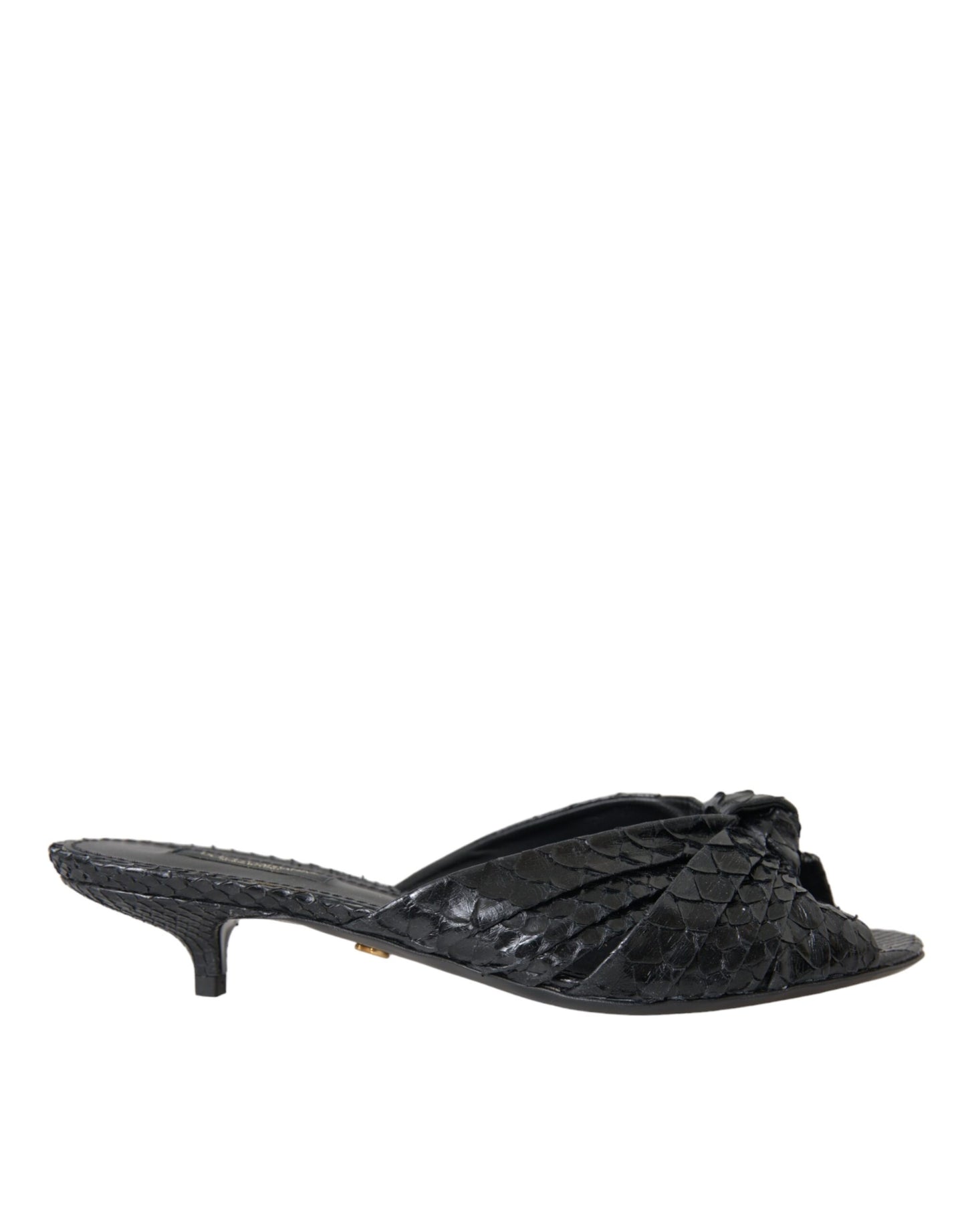 Chanclas Dolce & Gabbana de piel exótica negra con tacón