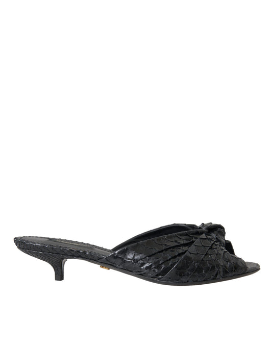 Chanclas Dolce & Gabbana de piel exótica negra con tacón