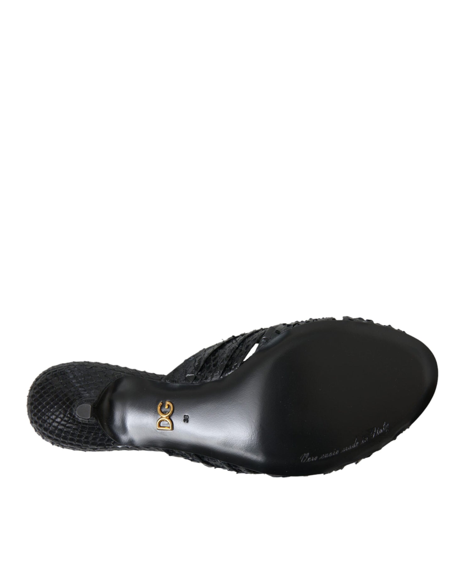 Chanclas Dolce & Gabbana de piel exótica negra con tacón