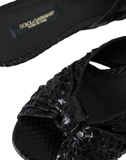 Chanclas Dolce & Gabbana de piel exótica negra con tacón