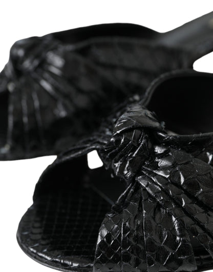 Chanclas Dolce & Gabbana de piel exótica negra con tacón