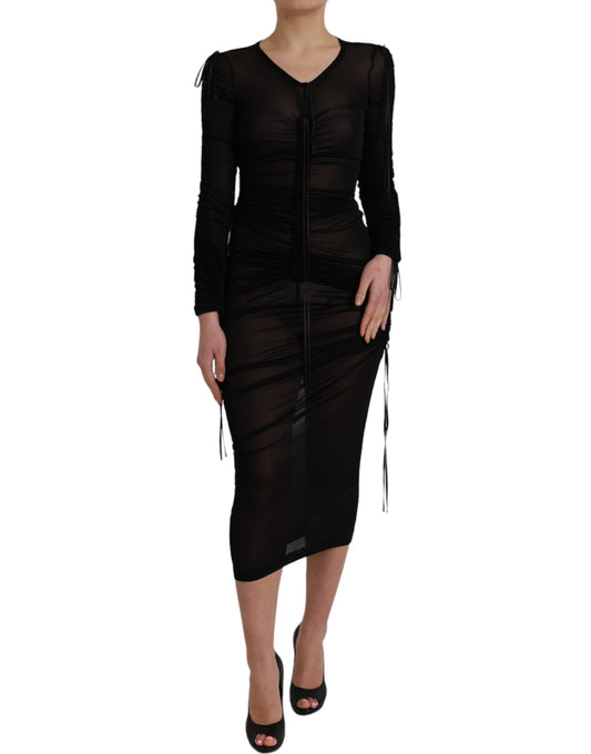 Vestido midi ceñido negro transparente de Dolce & Gabbana