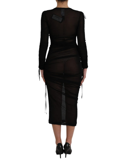 Vestido midi ceñido negro transparente de Dolce & Gabbana