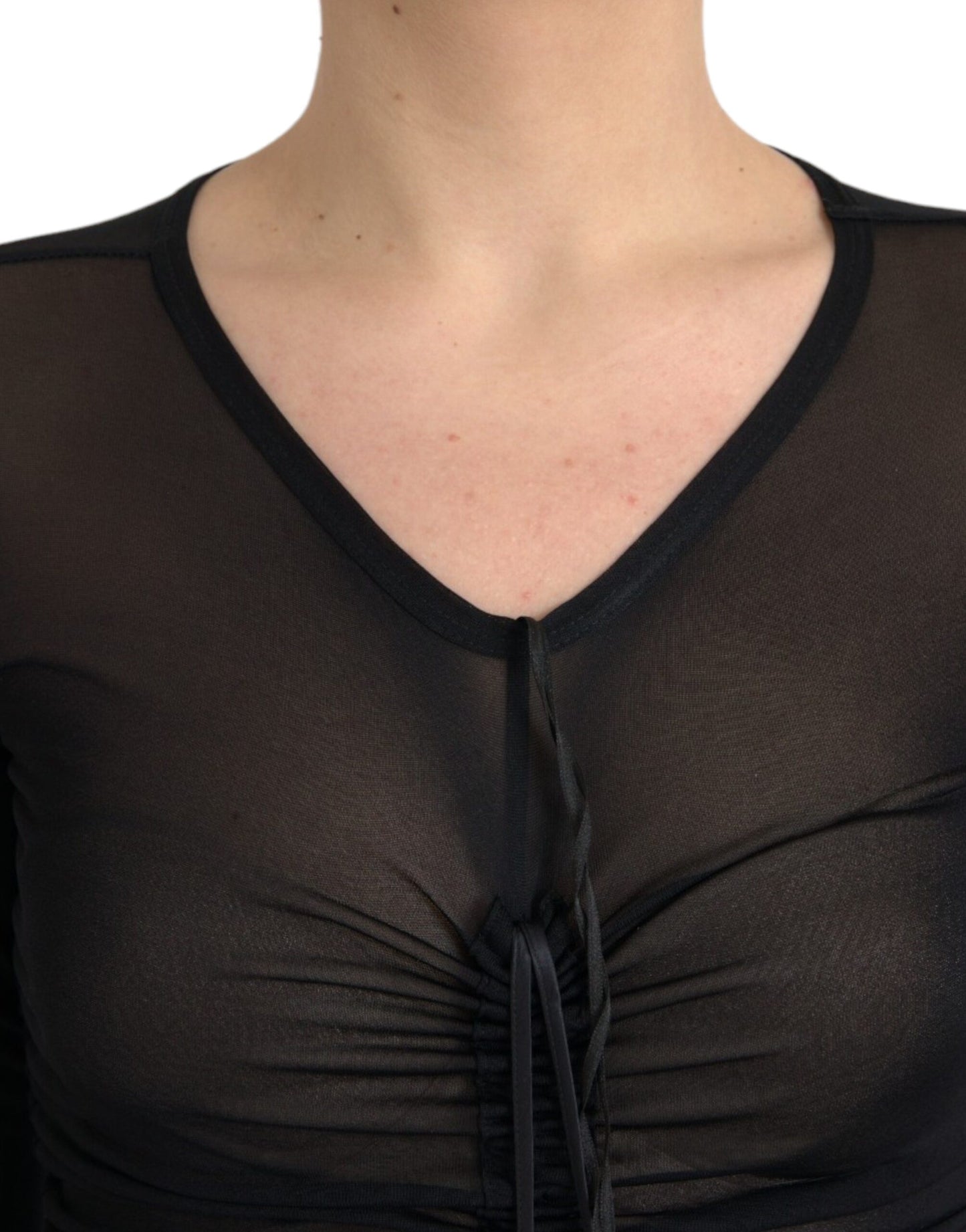 Vestido midi ceñido negro transparente de Dolce & Gabbana