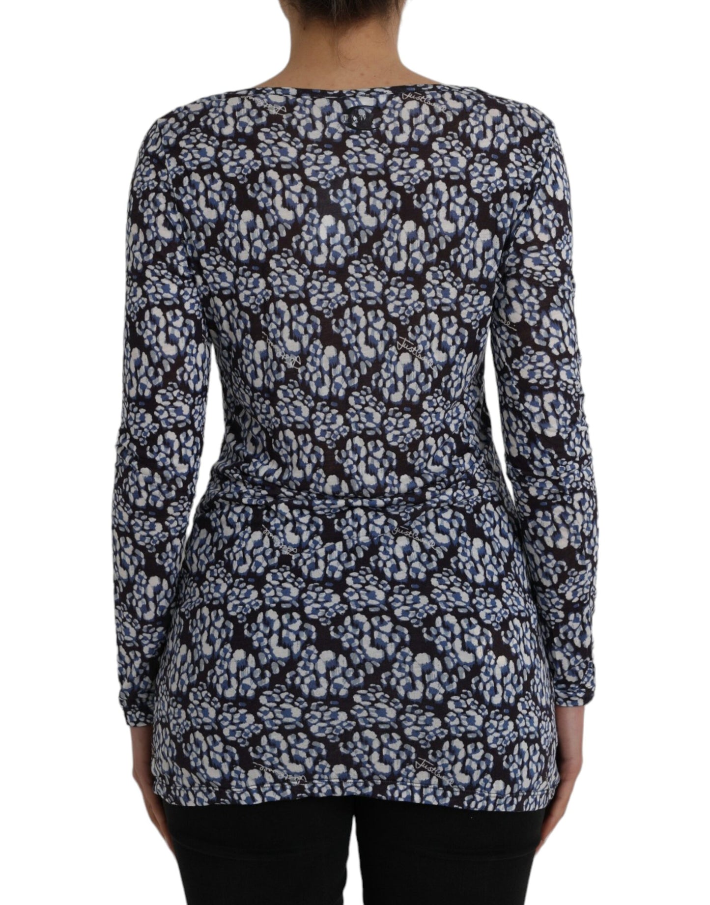 Top lencero de manga larga de encaje floral azul Just Cavalli