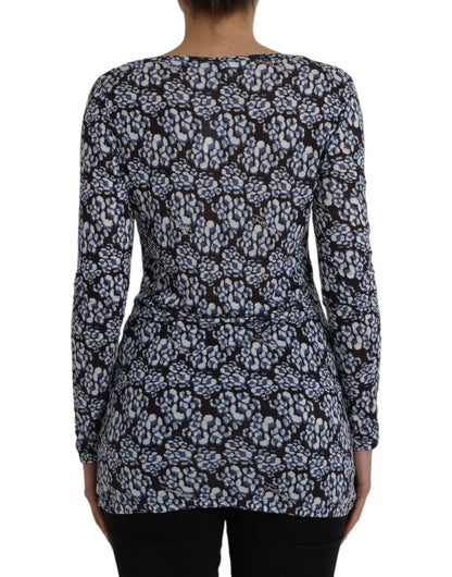 Top lencero de manga larga de encaje floral azul Just Cavalli
