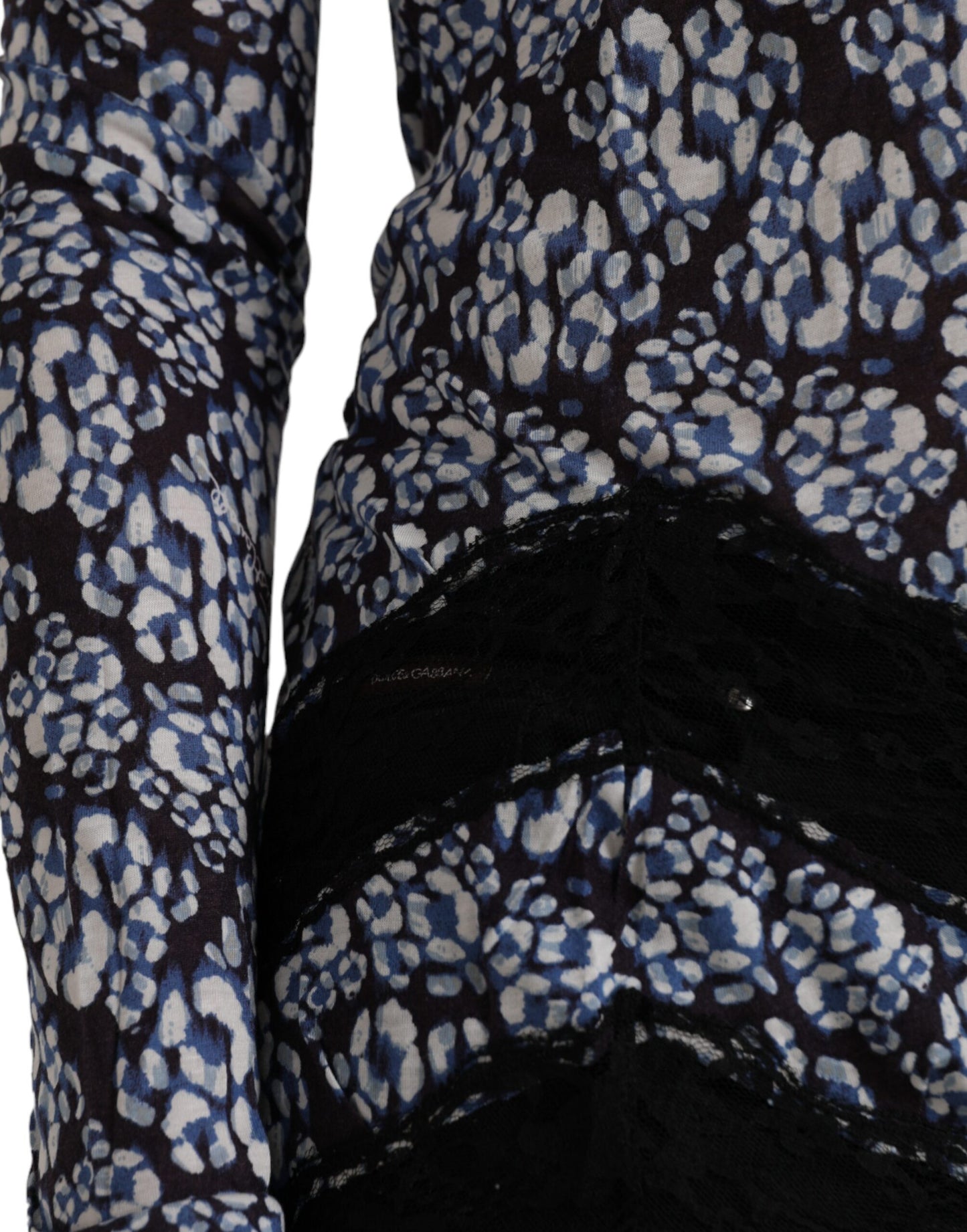 Top lencero de manga larga de encaje floral azul Just Cavalli