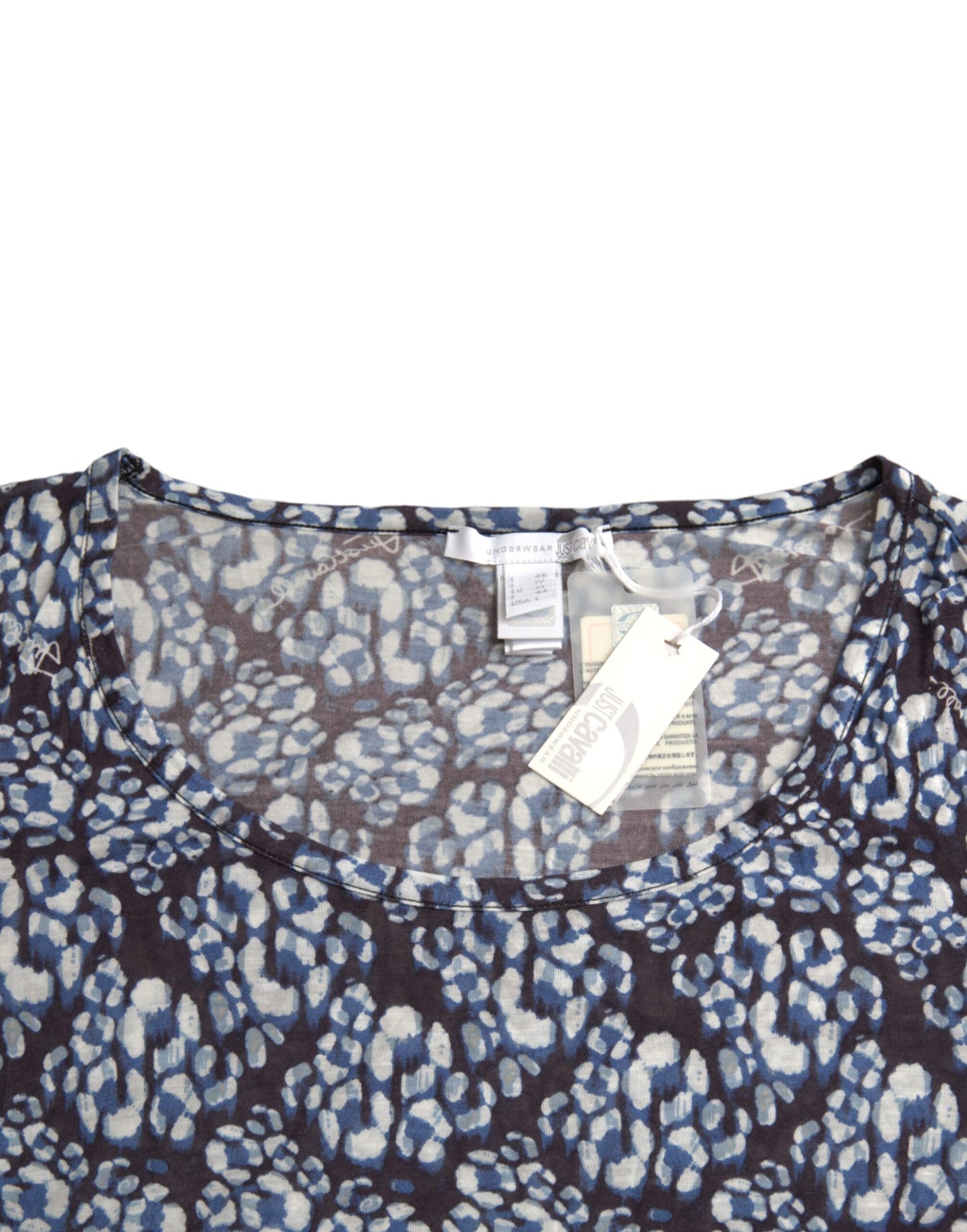 Top lencero de manga larga de encaje floral azul Just Cavalli