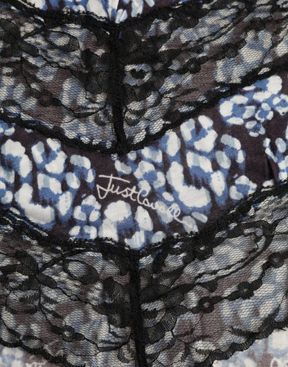 Top lencero de manga larga de encaje floral azul Just Cavalli