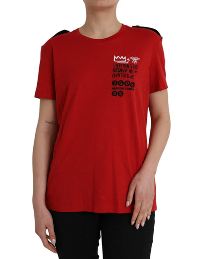 Camiseta Dolce & Gabbana de Algodón Rojo con Cuello Redondo y Estampado Gráfico