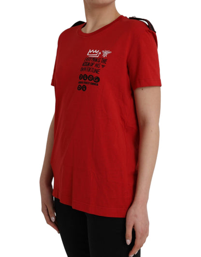 Camiseta Dolce & Gabbana de Algodón Rojo con Cuello Redondo y Estampado Gráfico