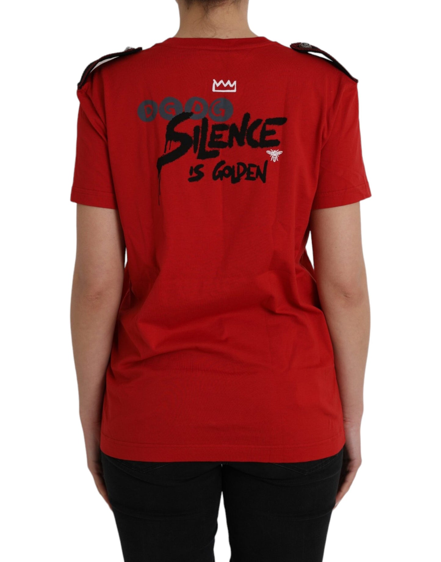 Camiseta Dolce & Gabbana de Algodón Rojo con Cuello Redondo y Estampado Gráfico