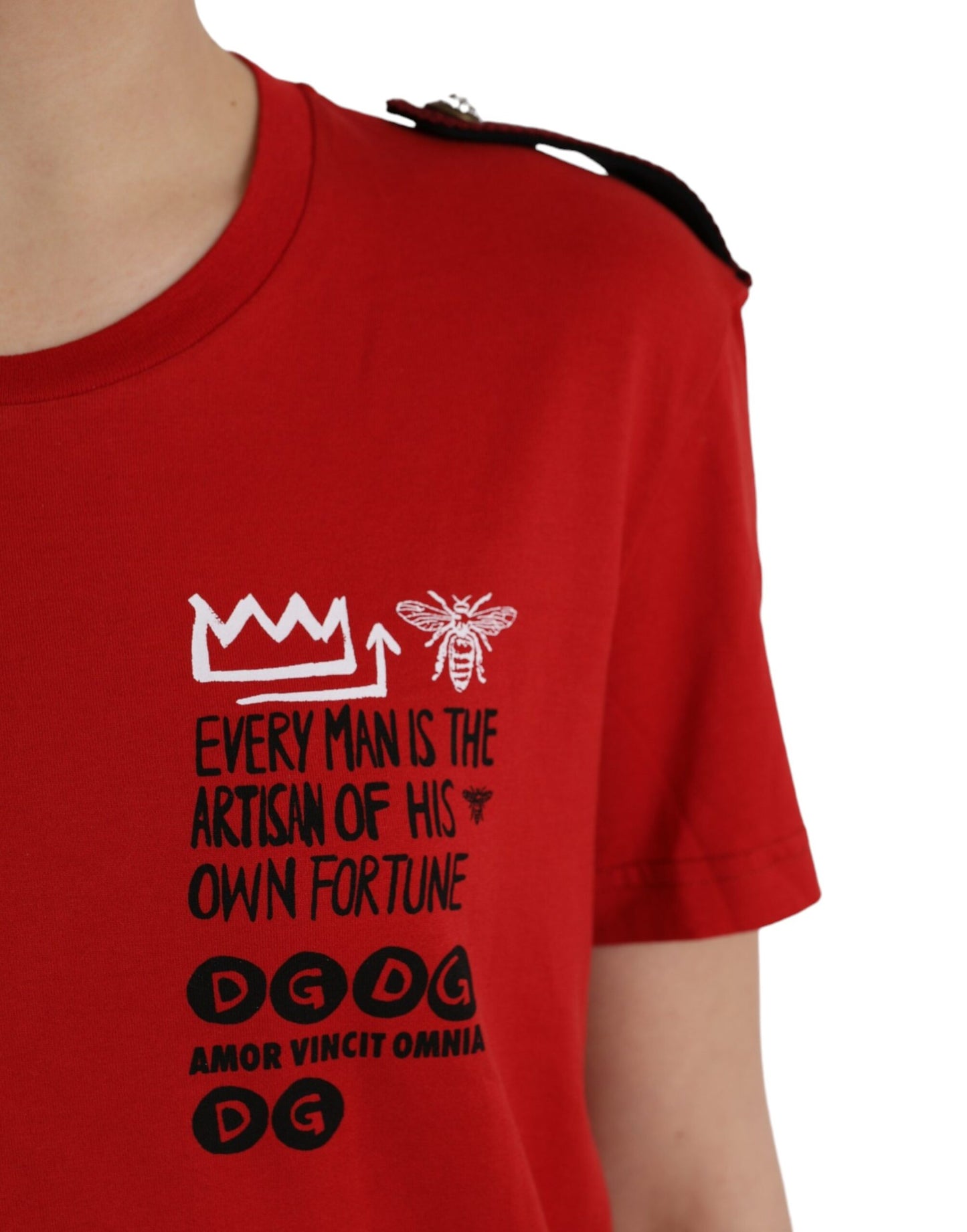 Camiseta Dolce & Gabbana de Algodón Rojo con Cuello Redondo y Estampado Gráfico
