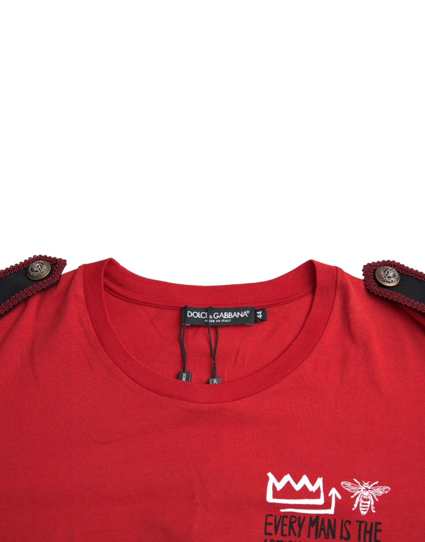 Camiseta Dolce & Gabbana de Algodón Rojo con Cuello Redondo y Estampado Gráfico
