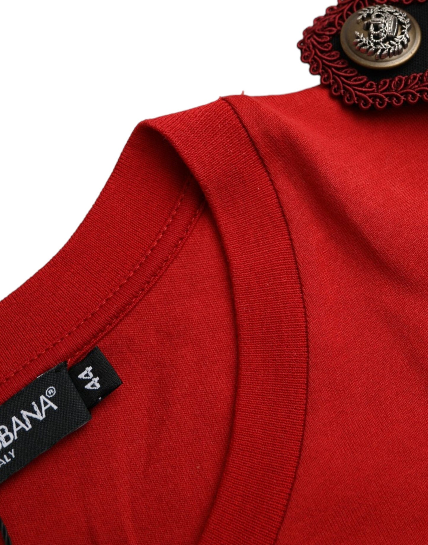 Camiseta Dolce & Gabbana de Algodón Rojo con Cuello Redondo y Estampado Gráfico