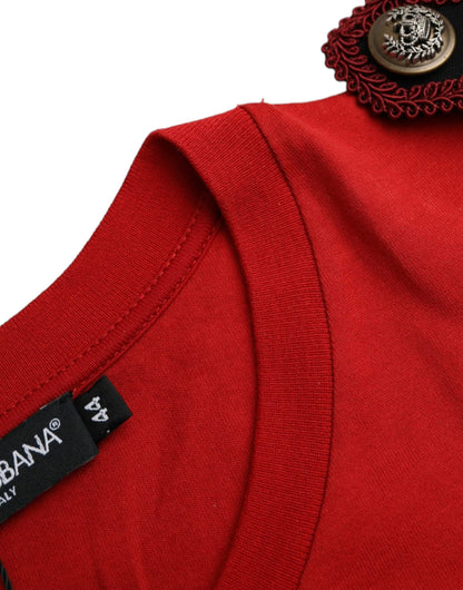 Camiseta Dolce & Gabbana de Algodón Rojo con Cuello Redondo y Estampado Gráfico