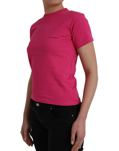 Camiseta Balenciaga Rosa de Algodón con Cuello Redondo y Manga Corta
