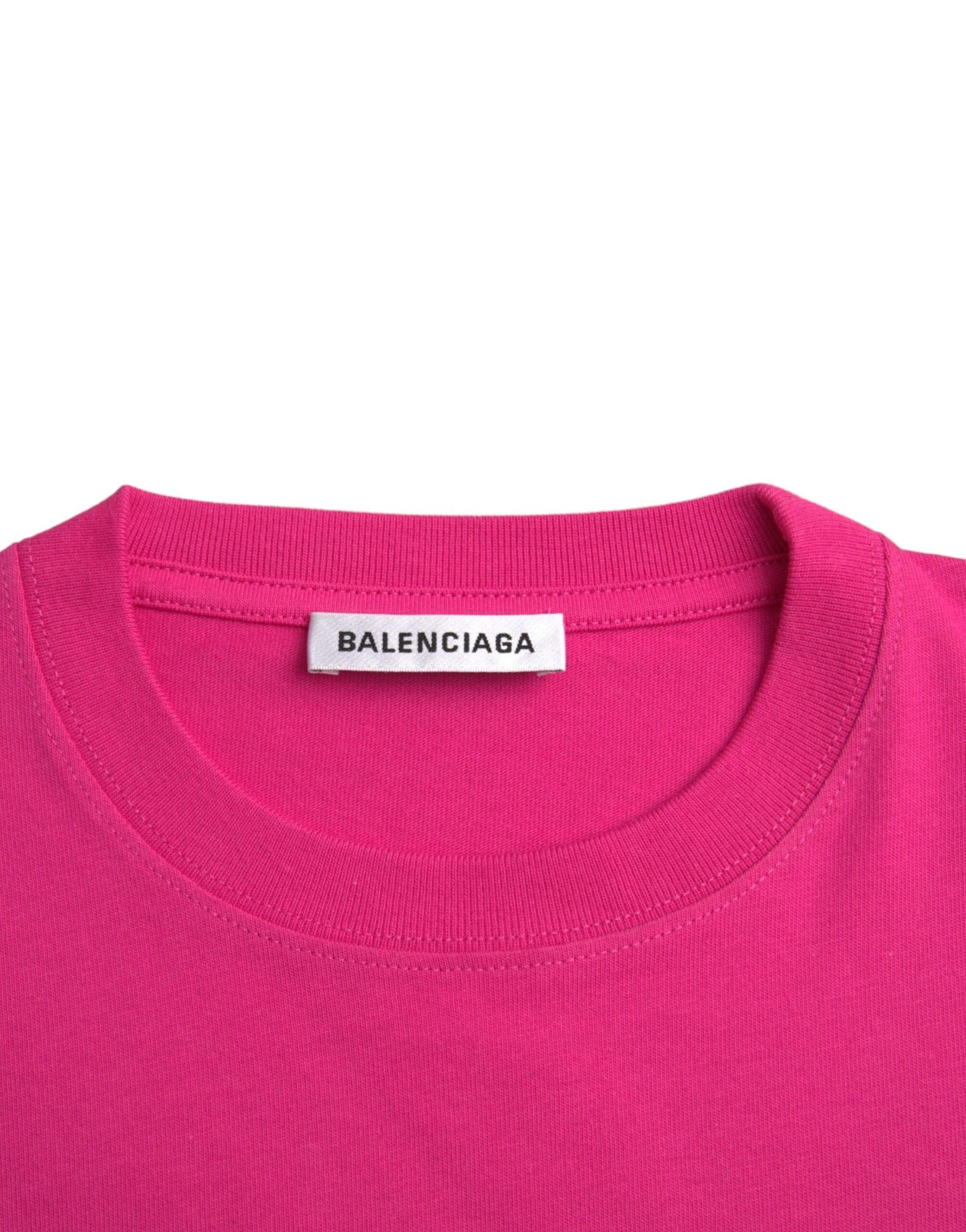Camiseta Balenciaga Rosa de Algodón con Cuello Redondo y Manga Corta