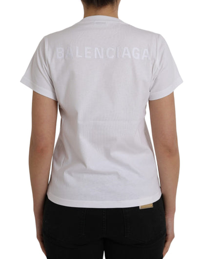 Camiseta Balenciaga de Algodón Blanca de Cuello Redondo y Manga Corta