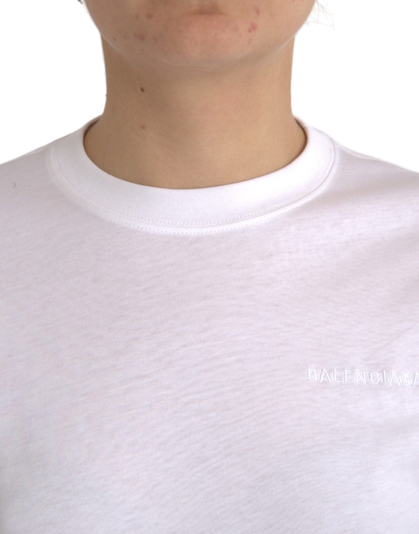 Camiseta Balenciaga de Algodón Blanca de Cuello Redondo y Manga Corta
